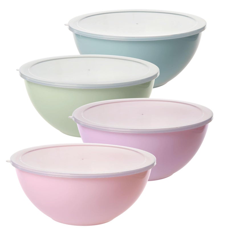 Greentainer 4-Piece Plastic Mixing Bowl Set with Lids for Kitchen, 67oz Lightweight Storage Bowls, Large Salad Bowls for Baking, Prepping, Cooking and Serving Food, Dishwasher & Microwave Safe - Image 1