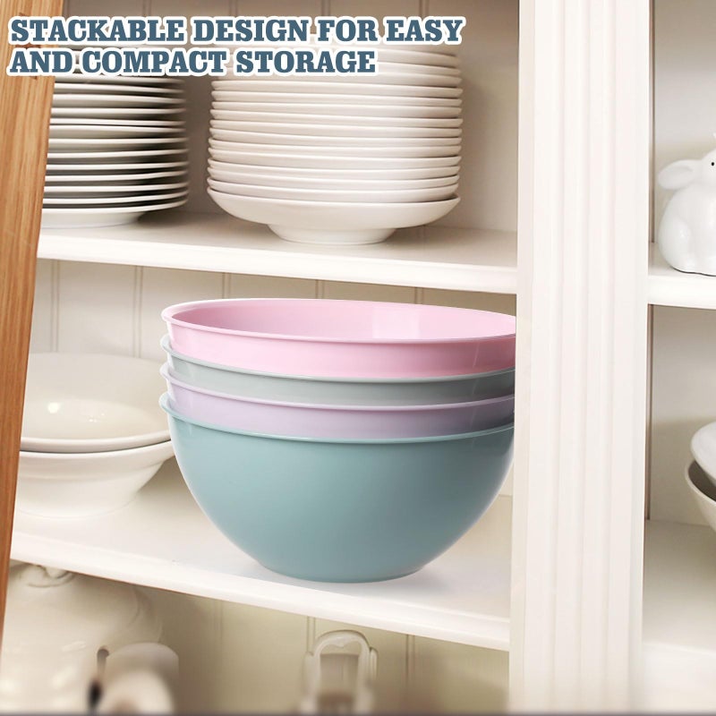 Greentainer 4-Piece Plastic Mixing Bowl Set with Lids for Kitchen, 67oz Lightweight Storage Bowls, Large Salad Bowls for Baking, Prepping, Cooking and Serving Food, Dishwasher & Microwave Safe - Image 5