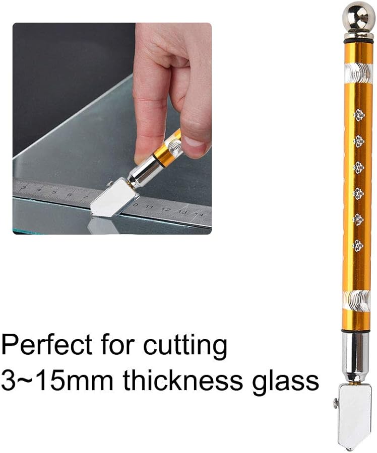 Professional Glass Cutter Tool Golden Non Slip Handle For 3 15mm Thickness Glass Tiles - Image 2