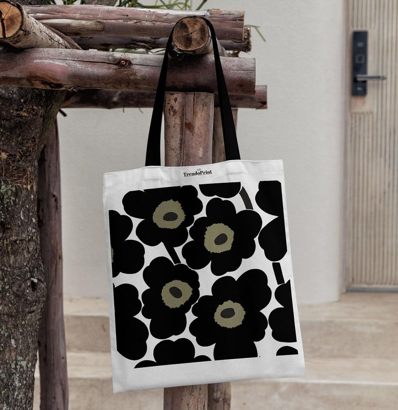 TrendoPrint Canvas White Tote Bags for Women with Zip 15Kgs Capacity, College Bag for Girls, 100% Organic Cotton Tote Bag for Shopping, Travel &Beach - Image 4