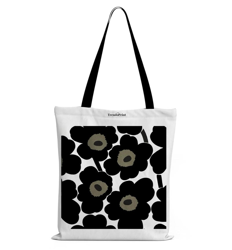 TrendoPrint Canvas White Tote Bags for Women with Zip 15Kgs Capacity, College Bag for Girls, 100% Organic Cotton Tote Bag for Shopping, Travel &Beach - Image 1