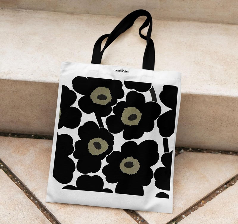 TrendoPrint Canvas White Tote Bags for Women with Zip 15Kgs Capacity, College Bag for Girls, 100% Organic Cotton Tote Bag for Shopping, Travel &Beach - Image 3