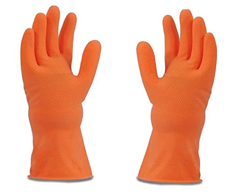 Auto E-Shopping Cleaning Hand Gloves Hand Work Safety Polymer Coated Non Slip Gloves Free Size Orange Set of 1 Pair - Image 4