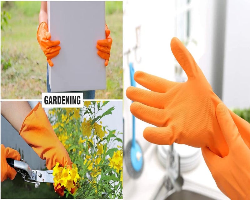 Auto E-Shopping Cleaning Hand Gloves Hand Work Safety Polymer Coated Non Slip Gloves Free Size Orange Set of 1 Pair - Image 3