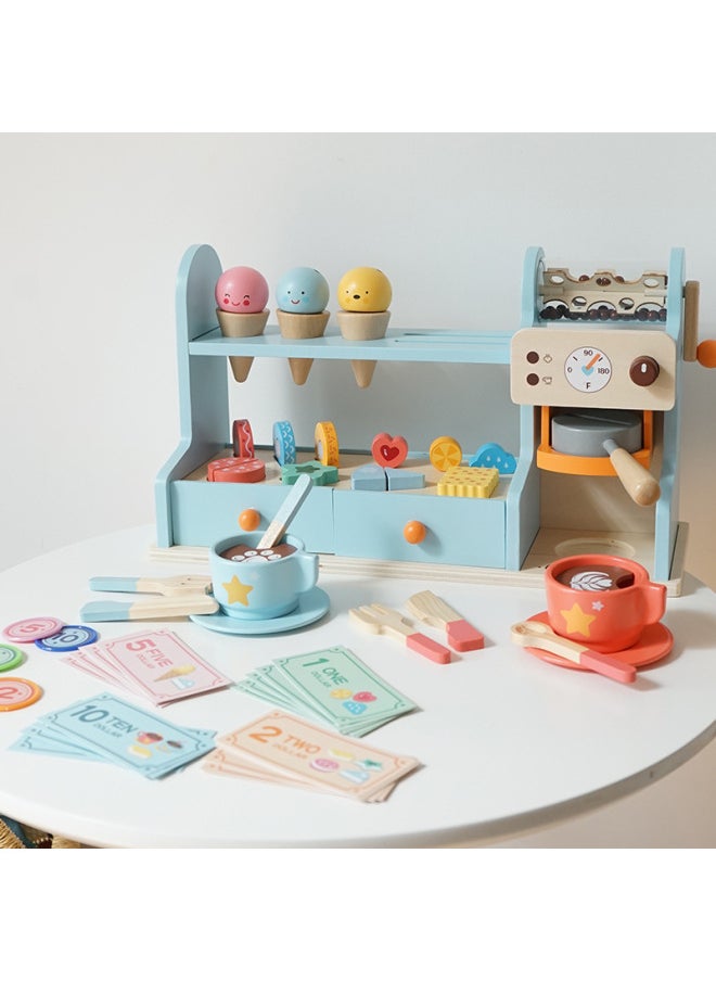 Generic - Play House Ice Cream Machine Coffee Machine Mini Canteen Dessert Station Substitute Life Scene Simulation Toy-Color:Ice Cream (blue) - Image 1