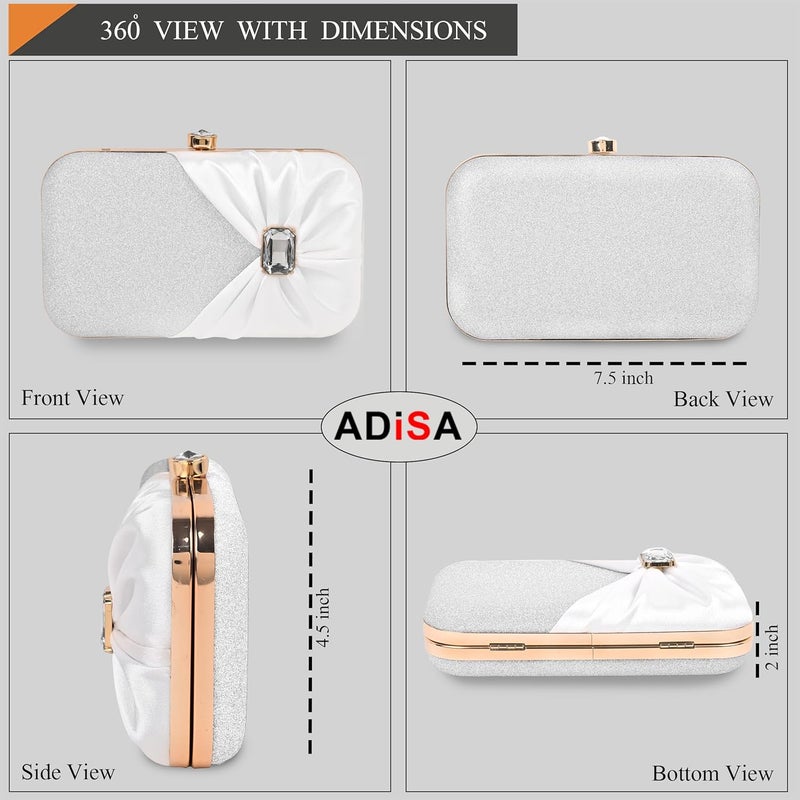 ADISA Studded formal party clutch with gold chain for women and girls - Image 2