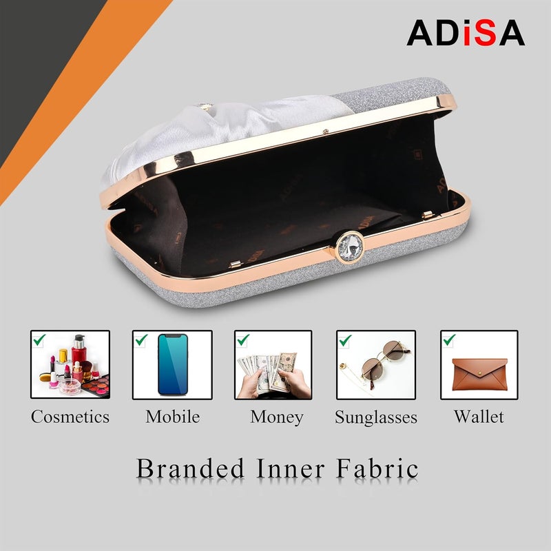 ADISA Studded formal party clutch with gold chain for women and girls - Image 4