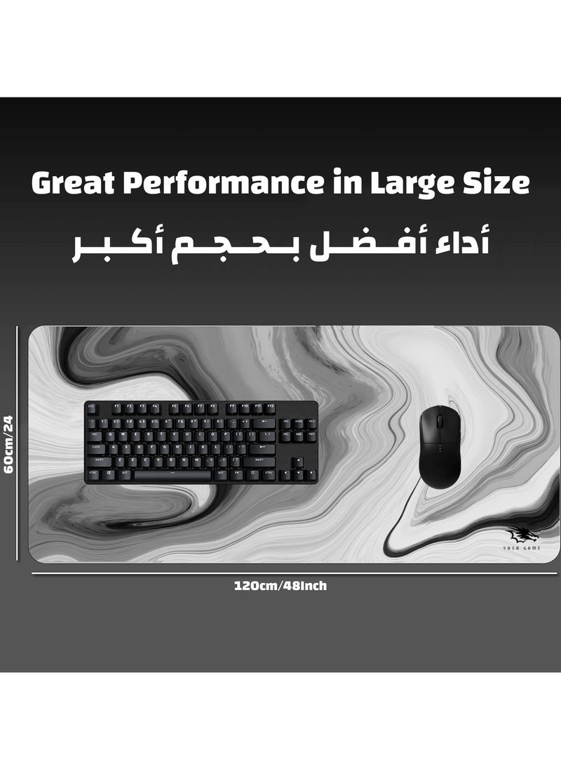 YASA GAME - Extended Large Gaming Mouse Pad 120 X 60 cm XXL Full Desk Art style & Mousepad Non-Slip Rubber Base Big Keyboard Mat with Stitched Edges water resist for Gaming from Yasa ( Komo Gray ) - Image 1