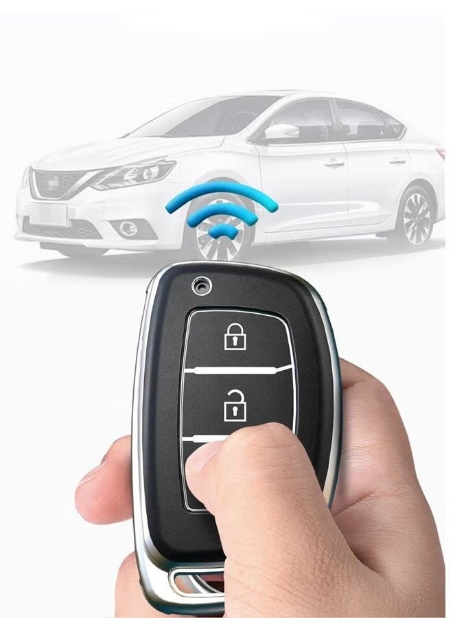 متوافق مع غطاء مفتاح السيارة Hyundai ix35، مضاد للسقوط ومضاد لبصمات الأصابع، أغطية حماية لمفتاح التحكم عن بعد من الجلد الذكي، ملحقات السيارة باللون الأحمر - Image 4