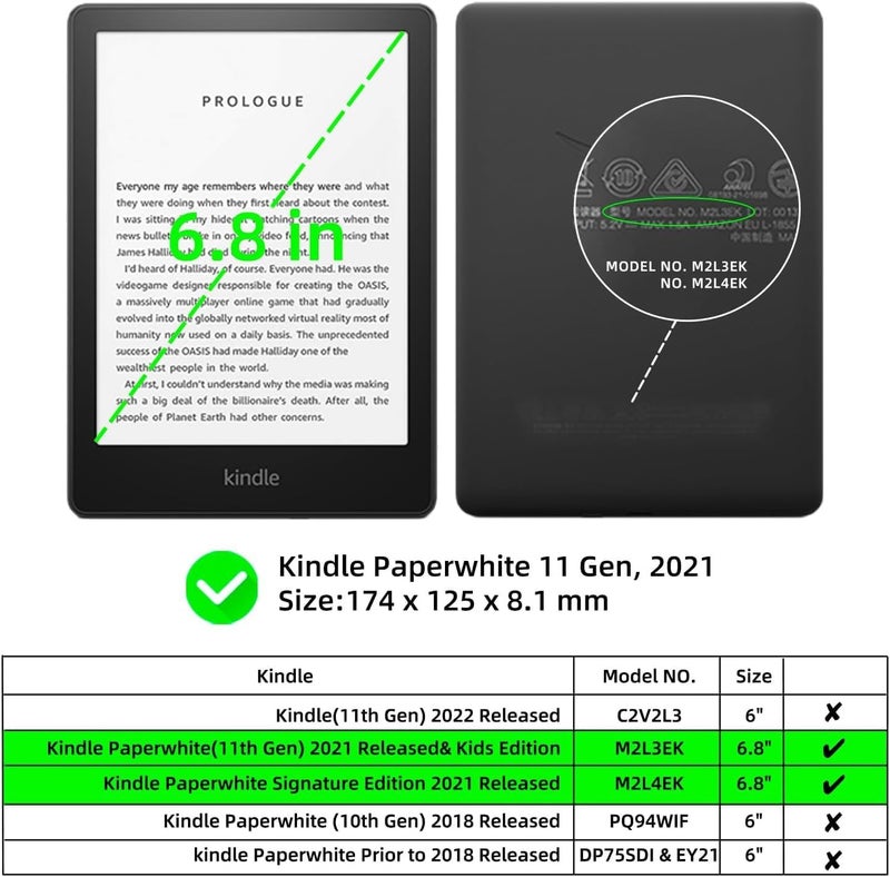 حافظة لجهاز Kindle Paperwhite بحجم 6.8 بوصة (الجيل الحادي عشر – 2021) وإصدار Kindle Paperwhite Signature Edition، مزودة بغطاء واقي من الصدمات مصنوع من جلد PU ناعم (مع رسمة بومة لطيفة سحرية) - Image 3