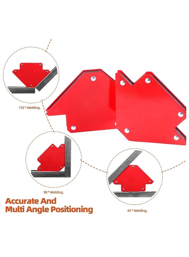 ديفاونز مجموعة مغناطيس لحام مكونة من 6 قطع DE46813 حامل زاوية مغناطيسي قوي 45 درجة 90 درجة 135 درجة أدوات تحديد المواقع متعددة الزوايا تركيبات لحام متينة من الفولاذ المقاوم للصدأ لتجميع تصنيع المعادن تركيب أنابيب اللحام محاذاة الإطار مغناطيسات لحام حمراء - Image 2