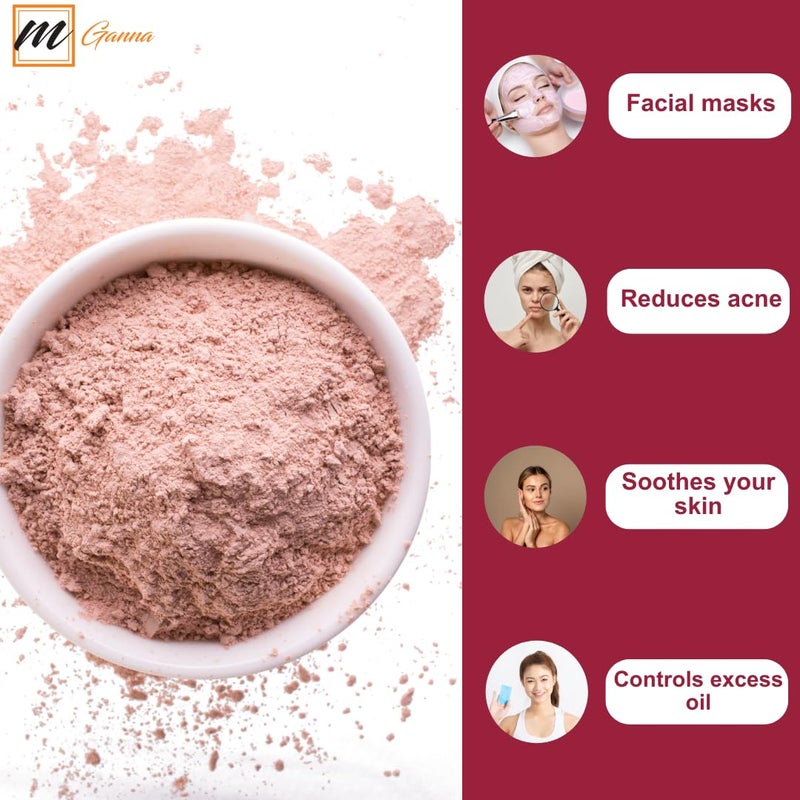 mGanna مسحوق طين الورد الطبيعي 100% / طين الكاولين الوردي 227 جرام / 0.5 رطل لكريمات، أقنعة الوجه، وصناعة الصابون - Image 5