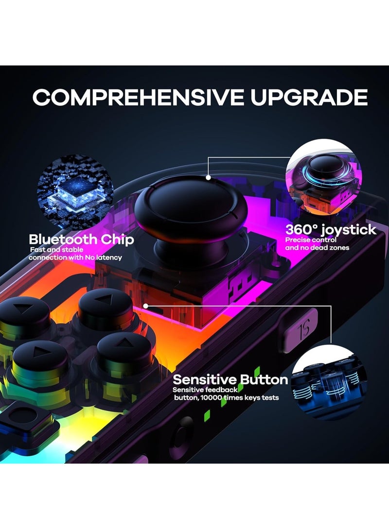SOLARAE أجهزة تحكم لنينتندو سويتش، بديل لجهاز التحكم سويتش مع إضاءة RGB LED، توربو قابل للتعديل واهتزاز، تحكم بالحركة/استيقاظ/لقطة شاشة - Image 4