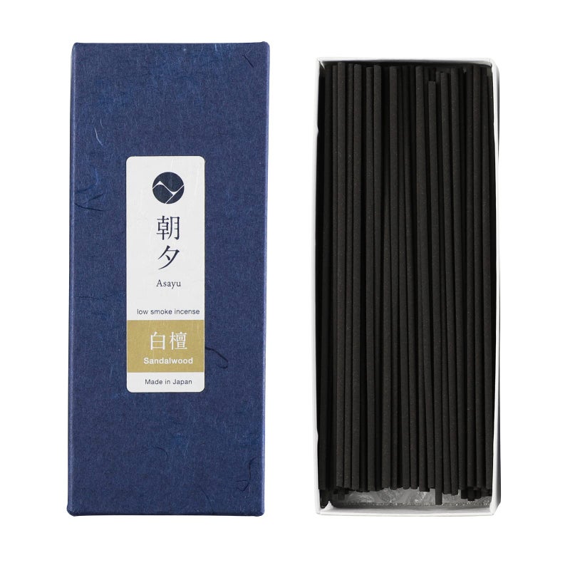 Asayu Japan عصي بخور أسايو اليابانية مع دخان منخفض للتأمل في الصباح أو المساء للاسترخاء أو اليوغا مصنوعة في اليابان 40 جرام خشب الصندل