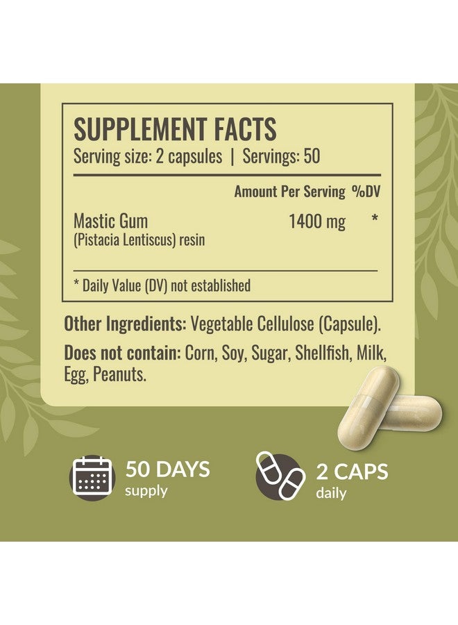 HERBAMAMA Mastic Gum Capsules 1400mg - Gut & Digestive Support with Mastic Gum Supplement - Vegan, Non-GMO Resin Digestion Capsules, 100 Caps, 50-Day Supply - Image 3