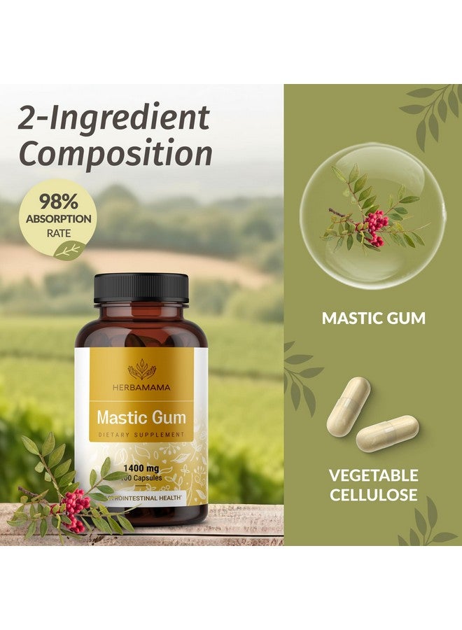 HERBAMAMA Mastic Gum Capsules 1400mg - Gut & Digestive Support with Mastic Gum Supplement - Vegan, Non-GMO Resin Digestion Capsules, 100 Caps, 50-Day Supply - Image 4