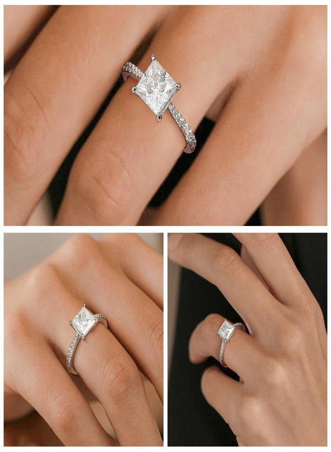MOOSEA 2CT Moissanite Promise Rings for Her, 925 Sterling Silver 14K White Gold Plated Wedding Band, Engagement Anniversary Ring Gifts Moissanite Jewelry - Image 5