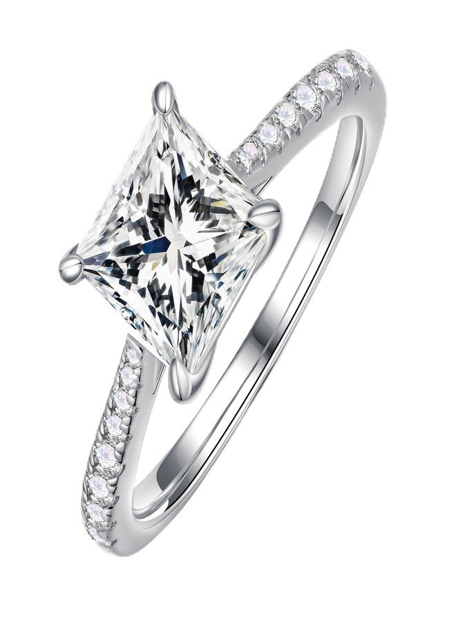 MOOSEA 2CT Moissanite Promise Rings for Her, 925 Sterling Silver 14K White Gold Plated Wedding Band, Engagement Anniversary Ring Gifts Moissanite Jewelry - Image 1