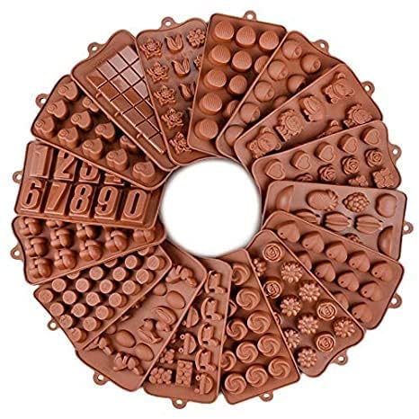 ARTO Silicone Chocolate Moulds Tray – 9 Shapes, Food Grade, Non-Stick & Heat Resistant DIY Chocolate Making Kit for Kids, Candy, Jelly, Ice & Baking (Brown) - Image 1