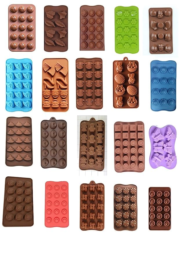 ARTO Silicone Chocolate Moulds Tray – 9 Shapes, Food Grade, Non-Stick & Heat Resistant DIY Chocolate Making Kit for Kids, Candy, Jelly, Ice & Baking (Brown) - Image 3