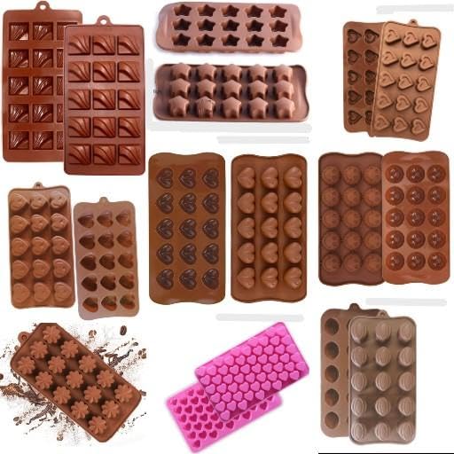 ARTO Silicone Chocolate Moulds Tray – 9 Shapes, Food Grade, Non-Stick & Heat Resistant DIY Chocolate Making Kit for Kids, Candy, Jelly, Ice & Baking (Brown) - Image 4