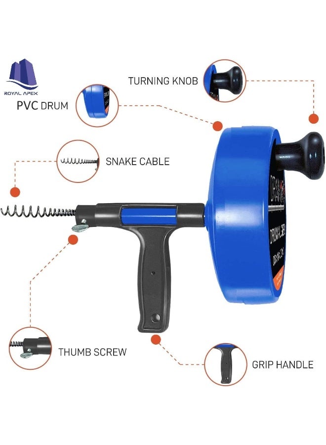 Royal Apex ‚¼ Inch 25 Feet Plumbing Snake Drain Auger Sink Snake Pipe Drain Cleaner For Bathroom Kitchen Sink Shower Drain. - Image 4