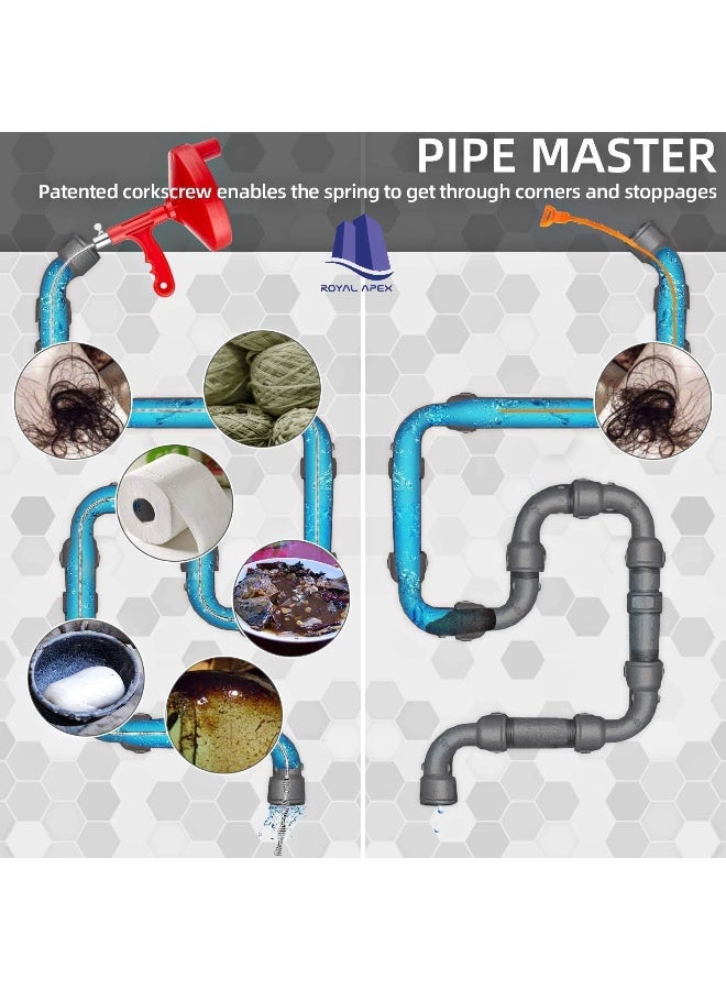 Royal Apex ‚¼ Inch 25 Feet Plumbing Snake Drain Auger Sink Snake Pipe Drain Cleaner For Bathroom Kitchen Sink Shower Drain. - Image 3