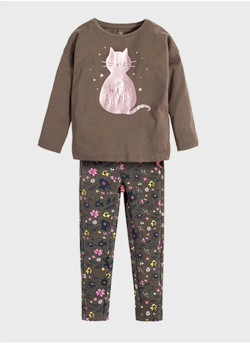 SMYK Kids Cat Printed Round Neck T-Shirt