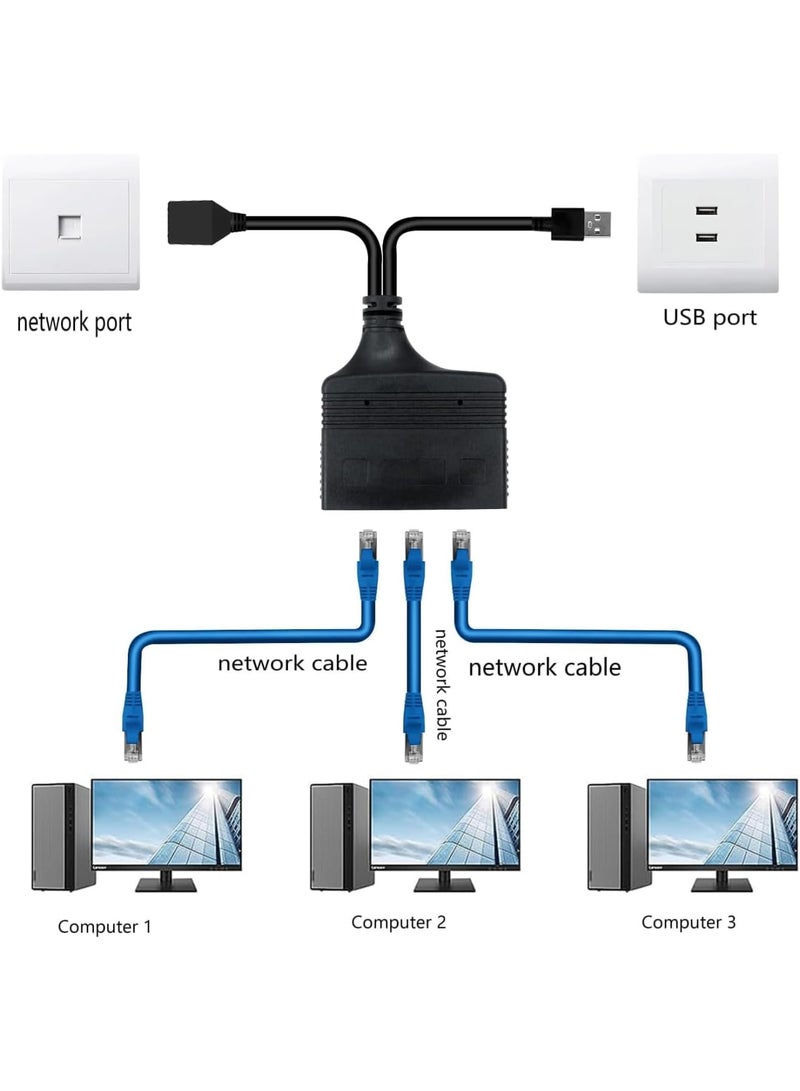 SOLARAE RJ45 Network Splitter Adapter, Ethernet Cable Splitter, 1 to 3 Internet Splitter 1000Mbps High Speed LAN Network Splitter, 3 Devices Simultaneous Networking, for Cat5/5e/6/7/8 - Image 3