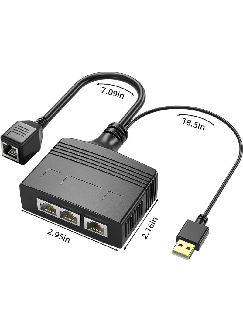 SOLARAE RJ45 Network Splitter Adapter, Ethernet Cable Splitter, 1 to 3 Internet Splitter 1000Mbps High Speed LAN Network Splitter, 3 Devices Simultaneous Networking, for Cat5/5e/6/7/8 - Image 2