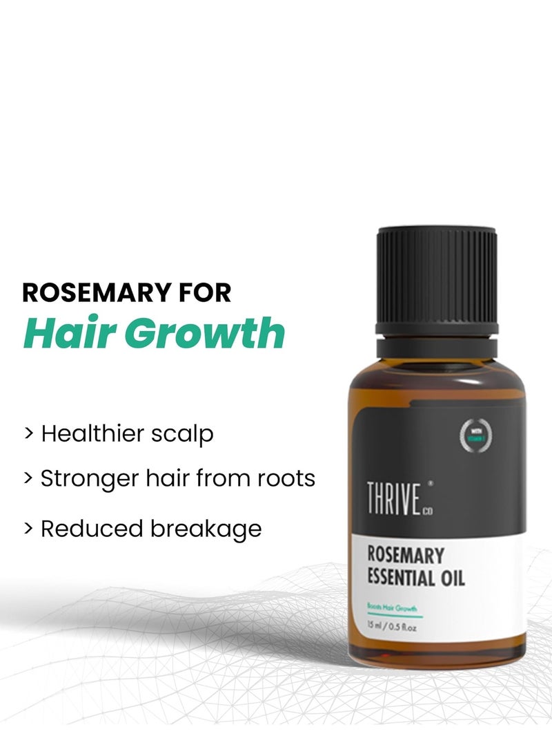 ThriveCo Rosemary Essential Oil For Hair Growth & Hair Fall Control Reduces Hair Breakage Pure Certified Organic and Natural With Vitamin E For Men and Women 15ml - Image 2
