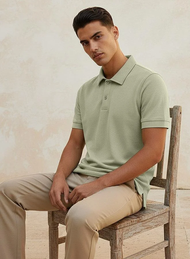 Splash FAV GREEN TEXTURED POLO for Men | Best Price UAE
