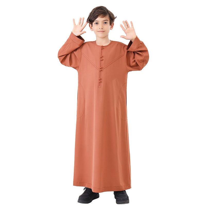 Boys' Ethnic Dress with Round Neck and Handmade Knot Buttons TH887 - Image 4