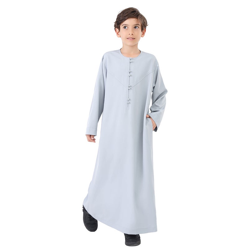 Boys' Ethnic Dress with Round Neck and Handmade Knot Buttons TH887 - Image 3
