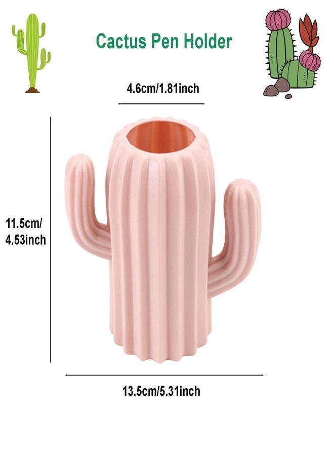 Ragyzity Cactus Pen Holder and Pencil Container - Creative Stationery Storage Box, Desktop Supplies Cup, Cosmetic Makeup Brush Organizer for Students (Pink) - Image 3