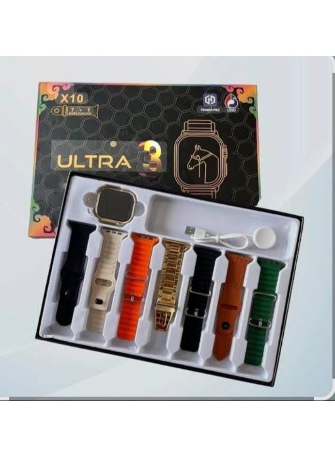 TK-X10 Ultra Smartwatch 7-in-1 Strap Combo – AMOLED Display, Bluetooth Calling, Fitness & Health Tracking, Multi-Sports - Image 1