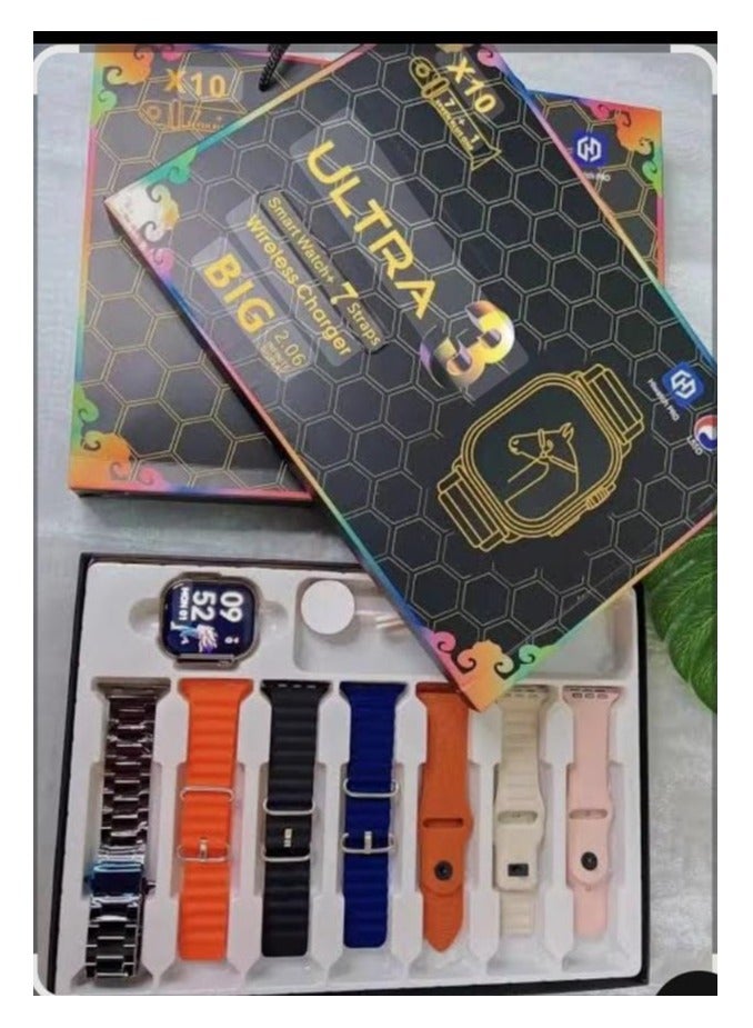 TK-X10 Ultra Smartwatch 7-in-1 Strap Combo – AMOLED Display, Bluetooth Calling, Fitness & Health Tracking, Multi-Sports - Image 2