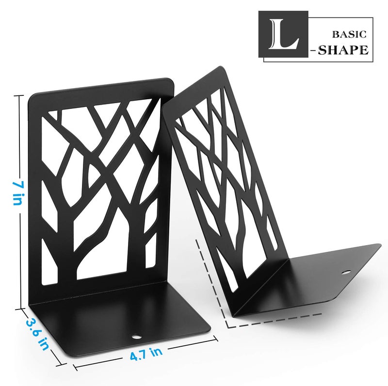 MaxGear Book Ends Tree Design Modern Bookends for Shelves, Non-Skid Bookend, Heavy Duty Metal Book Stopper for Books/DVDs, Decorative CD Holder & Video Game Organizer, 7 x 4.7 x 3.5â€, Black - Image 5