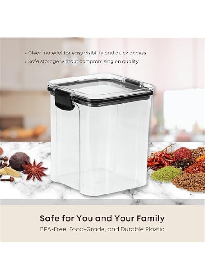 بيوينتي 5 مجموعة من حاويات الأغذية مع غطاء  علبة مربعة  منظم مطبخ ومخزن للحبوب والدقيق والسكر والأرز وغيرها من السلع الجافة  متين وموفر مساحة - Image 3