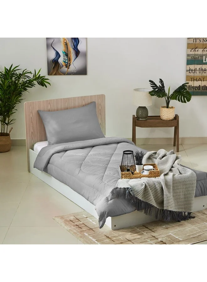 هوم بوكس طقم لحاف فردي قطن سادة بالينا قطعتين 220 × 135 سم