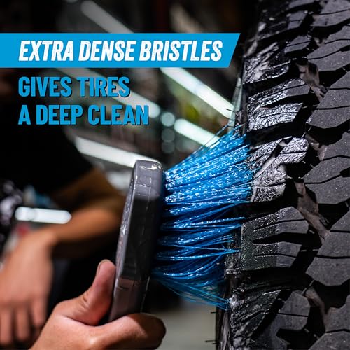 Chemical Guys فرشاة تنظيف الإطارات والمفروشات الثقيلة من كيميكل غايز ACCG05 بيغ بلو ستيفي (آمنة للسيارات والشاحنات وسيارات الدفع الرباعي والمركبات الترفيهية والدراجات النارية والمزيد) باللون الأزرق - Image 3