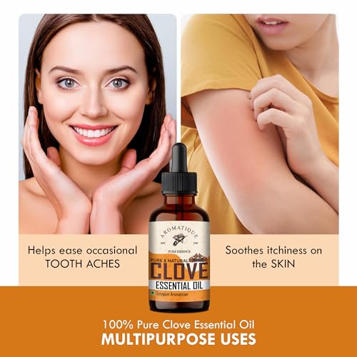Aromatique Pure Clove Essential Oil (Syzygium Aromaticum) – 100% Natural & Therapeutic Grade | For Aromatherapy, Diffuser, Oral Care, Skin & Hair Wellness – 30ml Amber Glass Bottle - Image 3