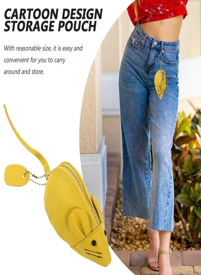 SHOWERORO Women S Soft Leather Coin Purse Cute Mouse Design Small Wallet Change Purse Organizer with Zipper for Daily Use - Image 3