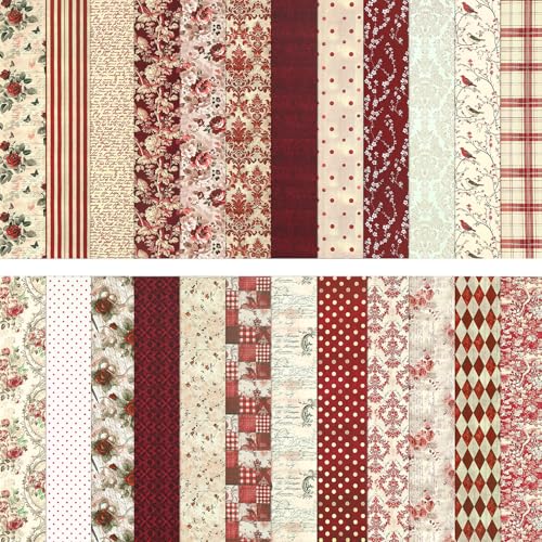 Ethanberg 12x12 Inch Scrapbook Paper Vintage Red Floral Pattern, 24 Sheets/24 Designs Double-Sided Print Craft Papers, Scrapbook Specialty Decorative Paper for DIY Album Decoupage Card Making Scrapbooking - Image 1