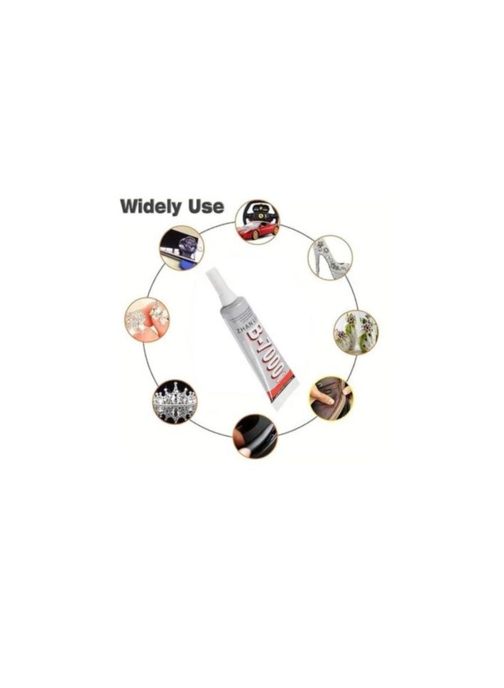 RYN B7000 Jewelry Rhinestones, Clear Super Glue Transparent Industrial Adhesive for Phone Repair Jewelery Making Crafts Gem Fabric Metal Nail Art Stone Wood Glass Bead - Image 2