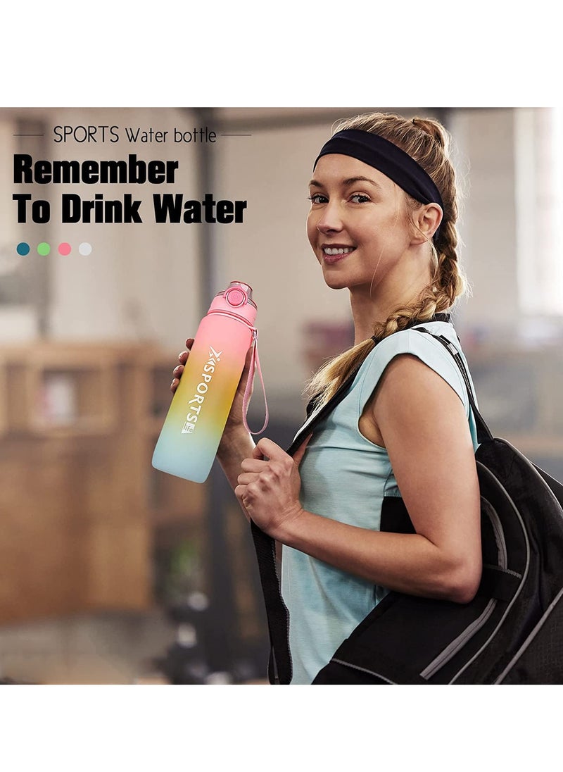 SYOSI 1Litre Sports Water Bottle, 1L Water Bottle With Lock Cover & Leak Proof Reusable Sports Drinking Bottle For Gym School Office Cycling Outdoor Sports (Pink)  - Image 2