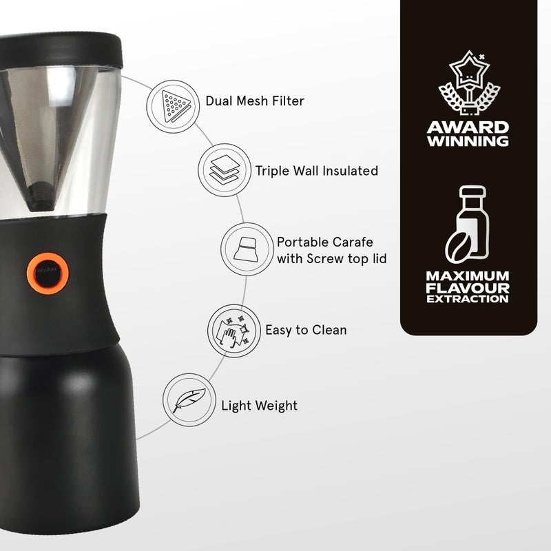asobu Cold Brew Coffee Maker, Award-Winning 40oz Insulated Cold Brew Brewer with Portable Stainless Steel Carafe â€“ No.1 Europe Coffee Fest Winner, Leakproof, BPA-Free, Keeps Cold 24H - Image 3