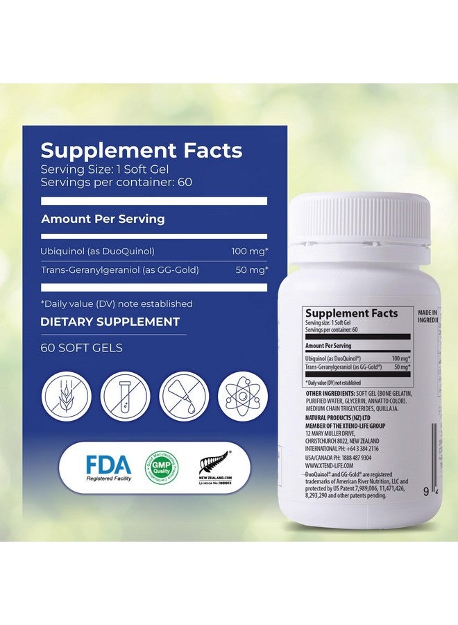 xtendlife Xtendlife Xtend-Quinol - Natural CoQ10 Ubiquinol and GG (Geranylgeraniol) Supplement for CoEnzyme Q10 Production, Heart Health, Cellular Energy, and Aging Health - 2 Month Supply - Image 4