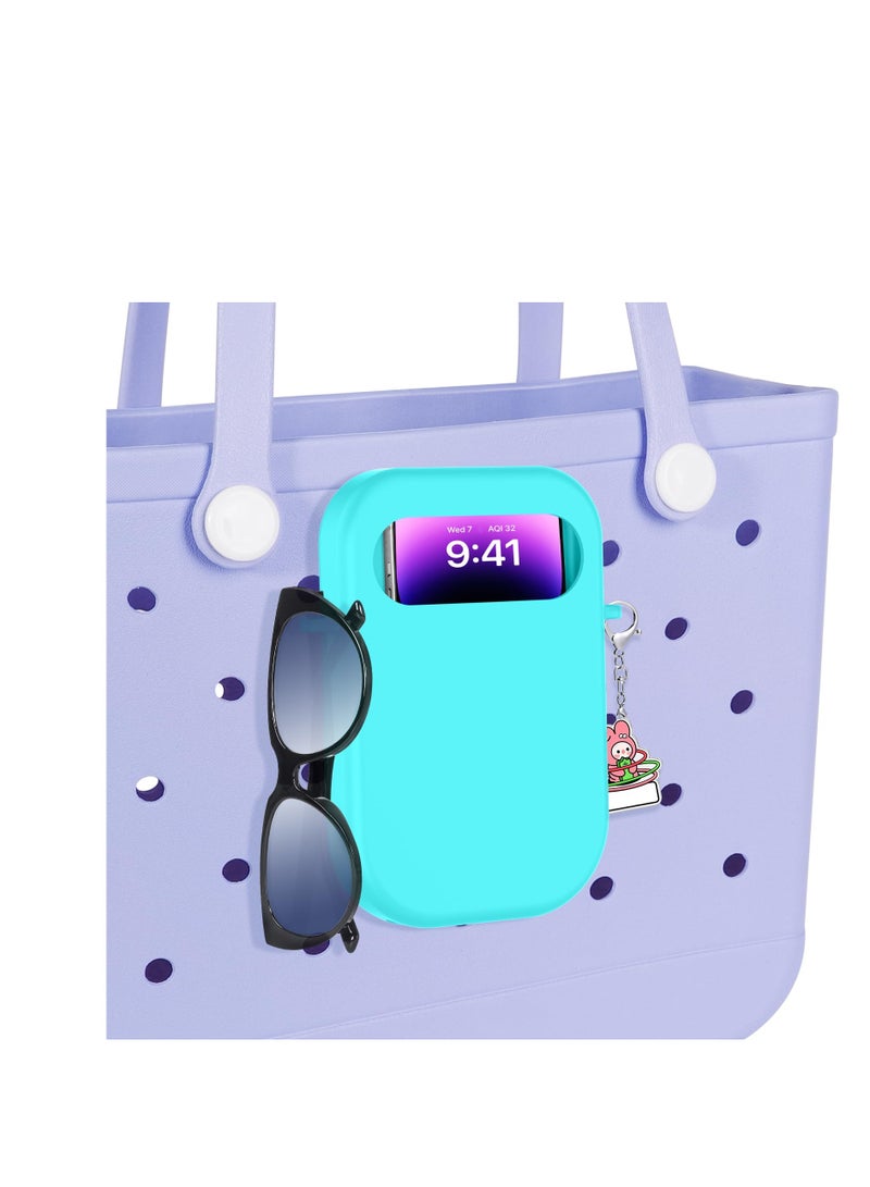 SYOSI Bag Insert Pouch for Travel Tote Bag Beach Bag Accessories Inlaid Mobile Phone Bag with Cover Ladies Travel Insert Organiser Tidy Bag Purse Pouch for Phone Sunglas Purse Makeup Keys Teal  - Image 1