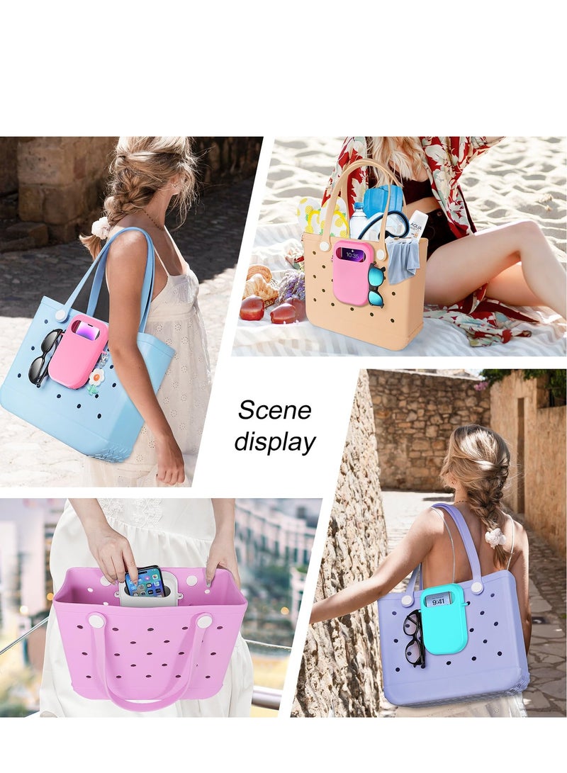 SYOSI Bag Insert Pouch for Travel Tote Bag Beach Bag Accessories Inlaid Mobile Phone Bag with Cover Ladies Travel Insert Organiser Tidy Bag Purse Pouch for Phone Sunglas Purse Makeup Keys Teal  - Image 2